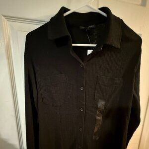 Banana Republic Black Soft Knit Button-Up Shirt – Size Large - NWT
